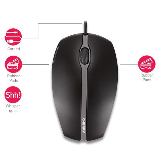 CHERRY GENTIX SILENT Kabelgebundene Maus, Schwarz, USB