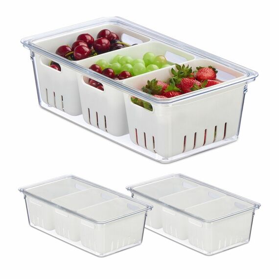 Relaxdays 4052025479206 Lebensmittelaufbewahrungsbehälter Rechteckig Container Transparent, Weiß 4 Stück(e)