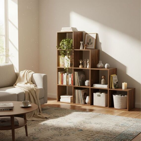 Relaxdays 10052607 Schweberegal Freistehend MDF-Platten Braun, 2 image