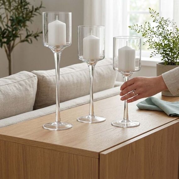 Relaxdays 10053818 Kerzenständer Glas Transparent, 3 image