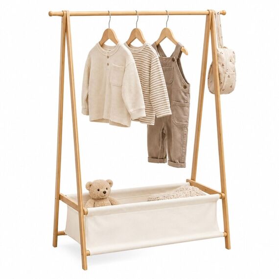 Relaxdays Kleiderständer für Kinder mit Korb, 2 image
