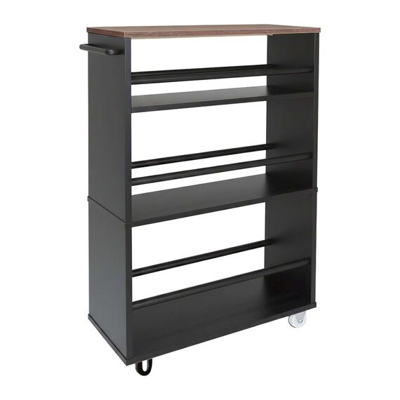Relaxdays Nischenwagen 4 Ablagen, Farbe: Schwarz, Dark brown