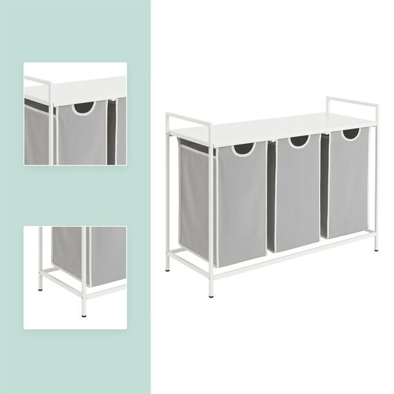 Relaxdays 4052025847685 Wäschekorb 120 l Rechteckig Eisen, MDF-Platten, Polyester Grau, Weiß, 3 image