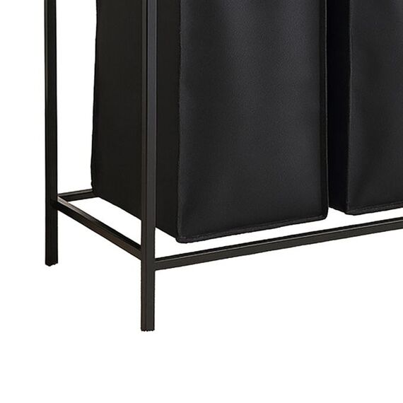 Relaxdays 10052113_8208 Wäschekorb 40 l Rechteckig Eisen, MDF-Platten, Polyester Schwarz, Holz, 6 image
