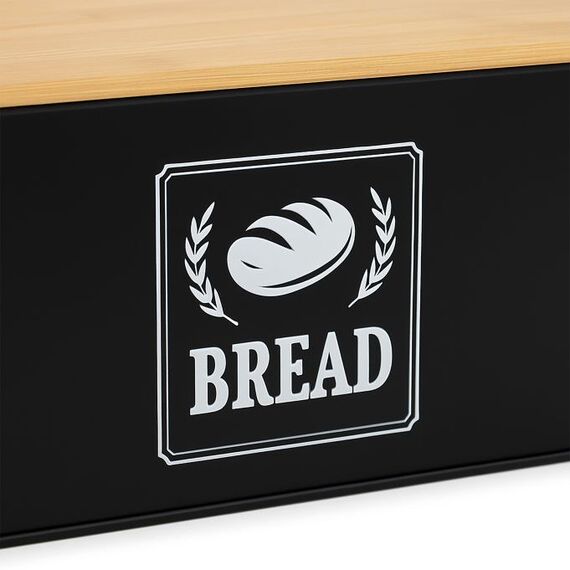 Relaxdays 4052025856540 Brotkasten Rechteckig Schwarz, Hellbraun Bambus, Metall, Farbe: Schwarz, Hellbraun, 4 image