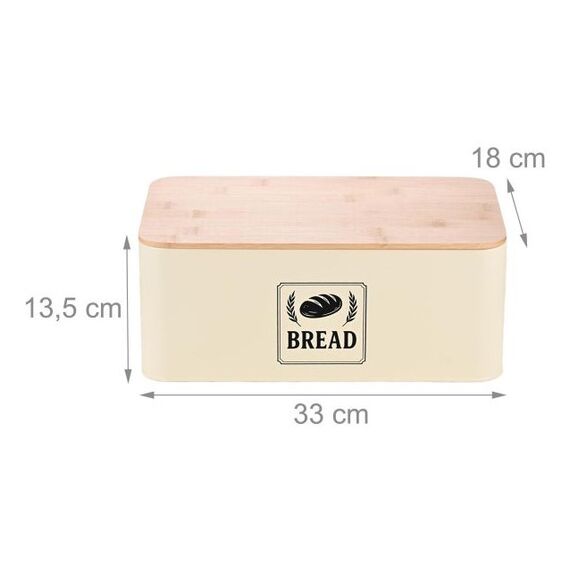 Relaxdays 4052025856571 Brotkasten Rechteckig Beige, Hellbraun Bambus, Metall, Farbe: Beige, Hellbraun, 4 image