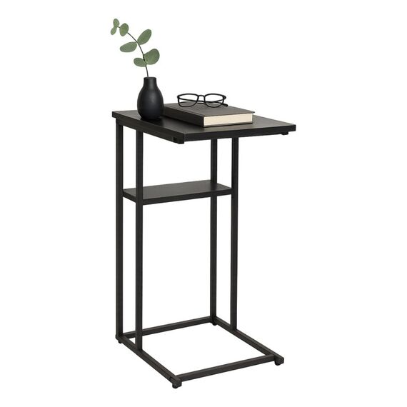 Relaxdays Beistelltisch mit 2 Ablagen, Farbe: Schwarz