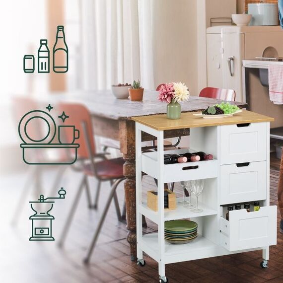 Relaxdays Kitchen Island Rechteckig, 3 image