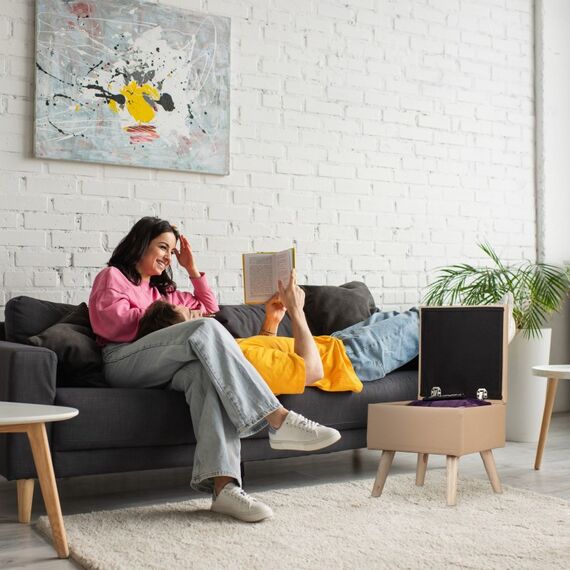 Relaxdays Sitzhocker mit Stauraum Kunstleder, Farbe: Grau, Holz, 3 image