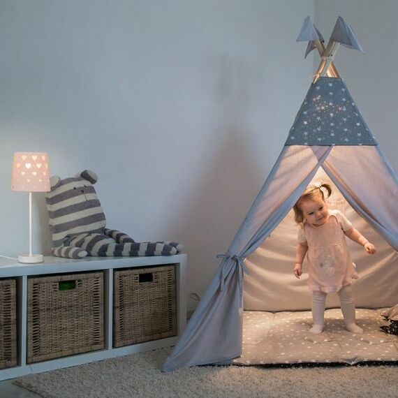 Relaxdays Nachttischlampe Kinder mit Herzen, Farbe: Pink, 3 image