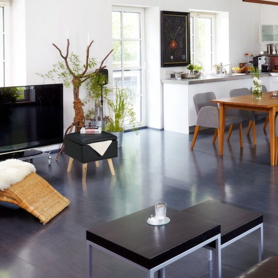 Relaxdays Sitzhocker mit Stauraum Kunstleder, Farbe: Schwarz, Holz, 3 image