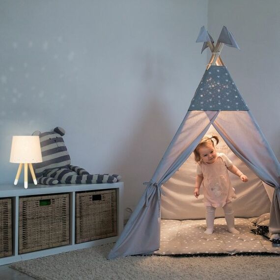 Relaxdays Nachttischlampe Kinder mit Herzen, Farbe: Beige, 2 image