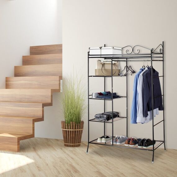 Relaxdays Country 5 Regale Schwarz Garderobe, 2 image