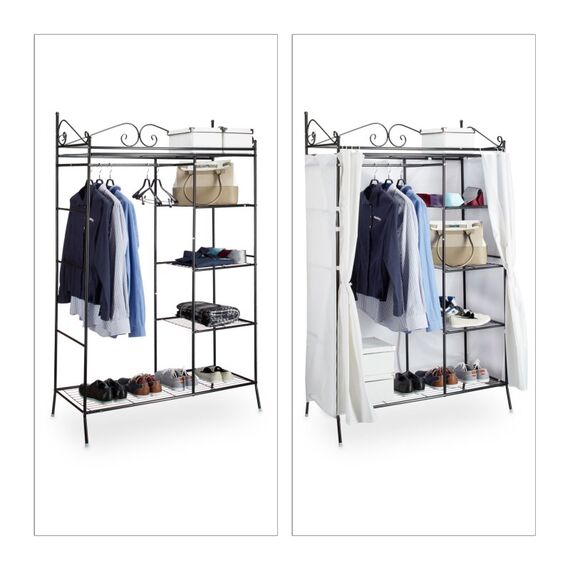Relaxdays Country 5 Regale Schwarz Garderobe, 3 image