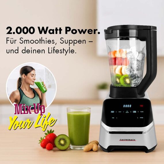 Gastroback Design Multi-Power Standmixer Mix & Soup 2 l Tischplatten-Mixer 2000 W Schwarz, Edelstahl, 3 image