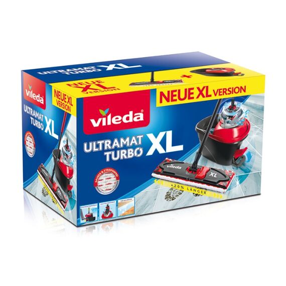 Vileda Ultramat Turbo XL Mopp Trocken&Nass Mikrofaser Schwarz, Rot