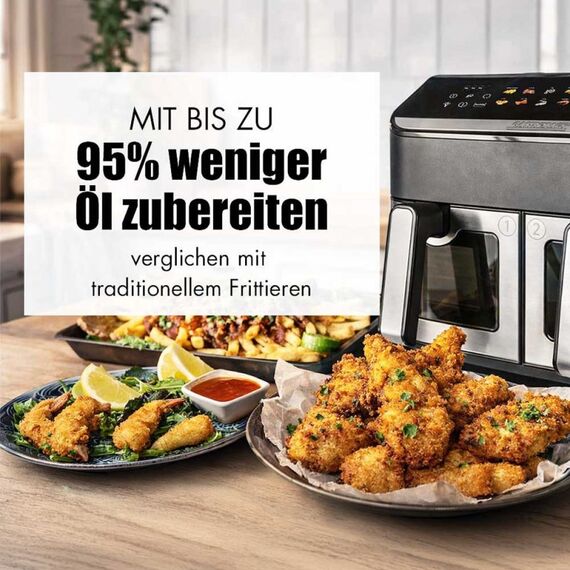 Gastroback Duo Family Doppel 9 l Eigenständig 2900 W Heißluftfritteuse Schwarz, Edelstahl, 5 image