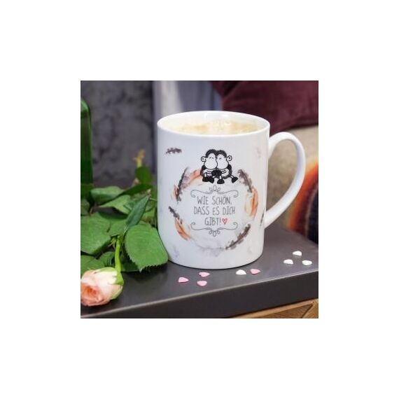 Sheepworld Wie schön, dass es Dich gibt! Tasse Schwarz, Grau, Pink, Weiß Universal 1 Stück(e), Farbe: Schwarz, Grau, Pink, Weiß, 2 image