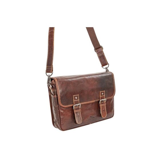 Alpenleder Reporter Schultertasche Braun