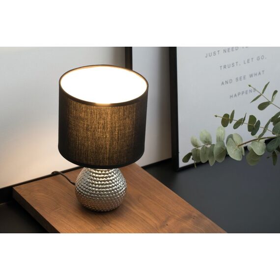 Pauleen Sip of silver Tischleuchte max.20W E14 Schwarz/Silber 230V Stoff/Keramik, 5 image