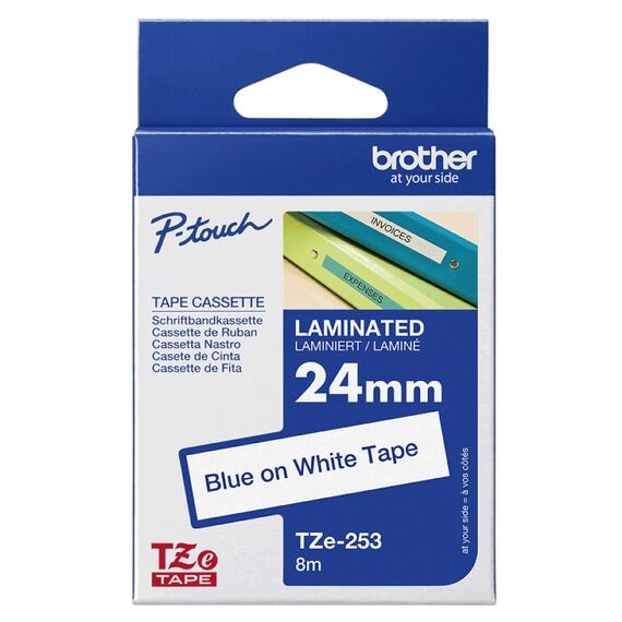 Brother TZE-253 Etiketten erstellendes Band Blau auf weiss, 3 image