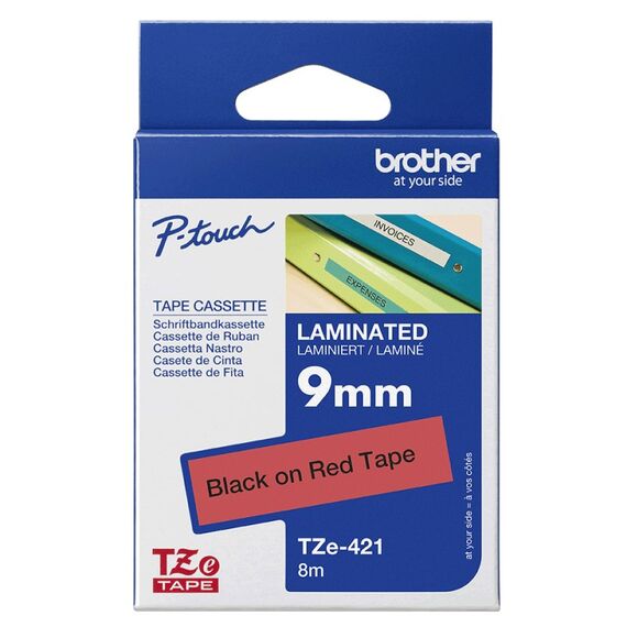 Brother TZE-421 Etiketten erstellendes Band Schwarz auf rot, 2 image