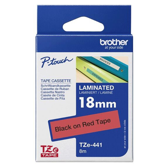 Brother TZE-441 Etiketten erstellendes Band Schwarz auf rot, 3 image
