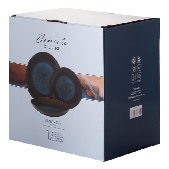 Lunasol Elements Amber Eye Organic Geschirrset 12 Stück(e) Steingut Blau, 10 image
