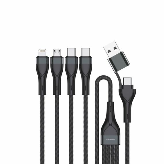 4smarts 541023 USB Kabel 1,2 m USB A/USB C USB C/Micro USB-A/Lightning 15 W Schwarz, Farbe: Schwarz, Länge: 1,2 m