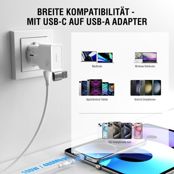 4smarts 541236 USB Kabel USB 2.0 1,8 m USB C 0,48 Gbit/s 100 W Weiß, 7 image