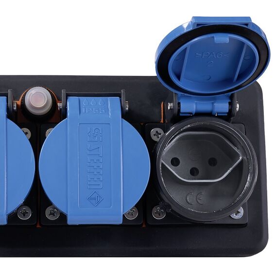 Steffen 50 00070 Verlängerungskabel 3 m 3 AC-Ausgänge Drinnen/Draußen Schwarz, Blau, 2 image