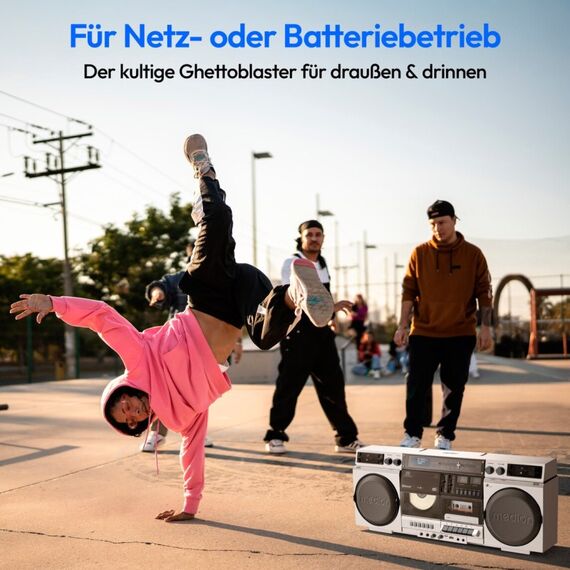 MEDION LIFE® P66538 Retro-Boombox DAB+/PLL-UKW Radio, Bluetooth® 5.3 für das Abspielen von Smartphone & Co, CD-Player, Kassettendeck, X-Bass Funktion, 2 x 10 W RMS, 5 image