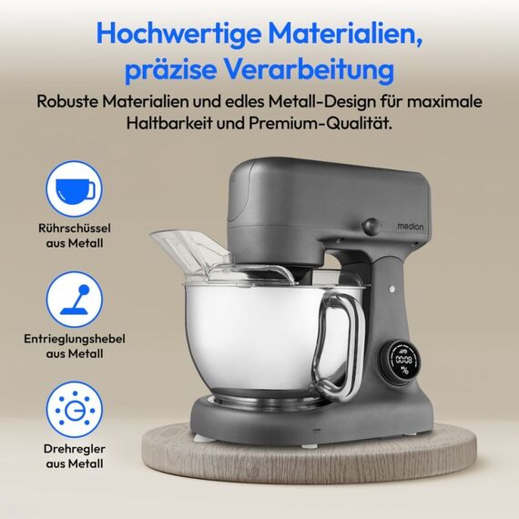 MEDION MD12600 Küchenmaschine 800 W 4,6 l Schwarz, Edelstahl, 7 image