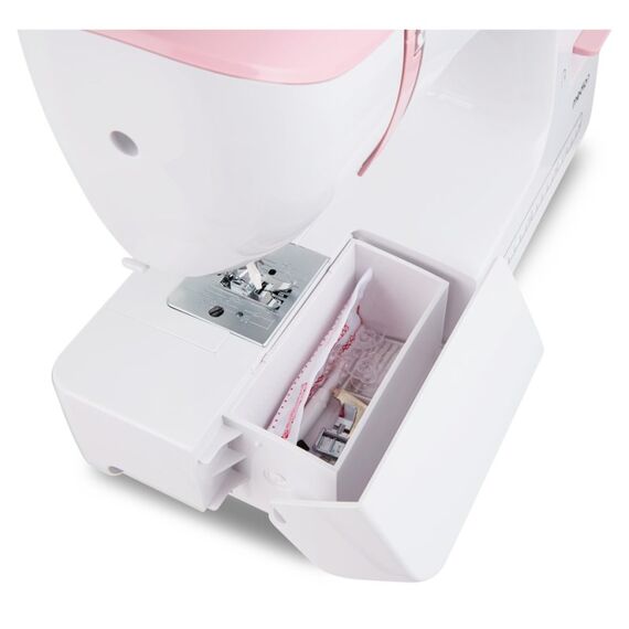 MEDION LIFE® Freiarm-Nähmaschine SM60 (MD10689) einstellbare Stichlänge und Stichbreite, automatischer Einfädler, 60 verschiedene Stichmuster, integriertes Zubehörfach, 60 Watt Motorleistung, Farbe: Rose, Weiß, 4 image