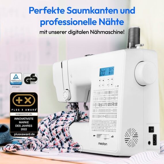 MEDION LIFE® Digitale Nähmaschine SD36 (MD11881) einstellbare Stichlänge und Stichbreite, 270 Stichmuster, Integriertes Zubehörfach, 36 Watt Motorleistung, Farbe: Weiß, 5 image