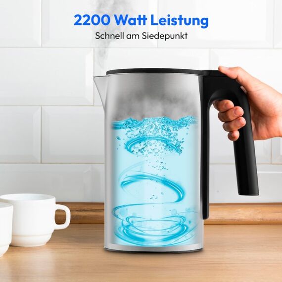 MEDION MD 12106 Wasserkocher 1,5 l 2200 W Schwarz, Edelstahl, Farbe: Schwarz, Edelstahl, 4 image