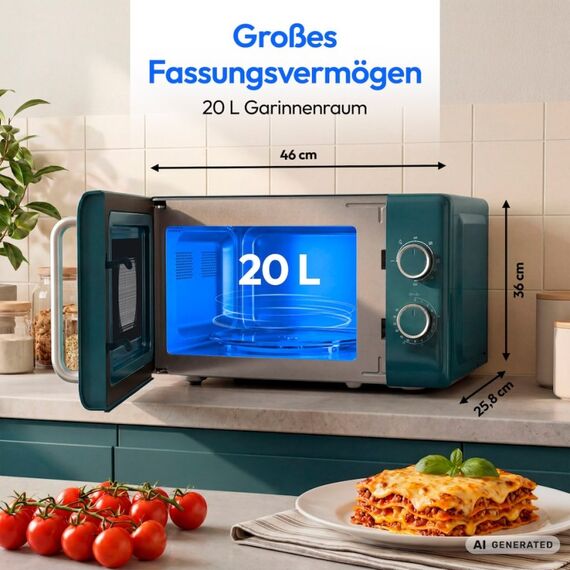 MEDION MD 100119 Farbe Petrol Kombi-Mikrowelle Arbeitsplatte 20 l 800 W, Farbe: Farbe Petrol, 2 image