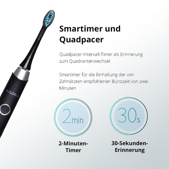 Ailoria SHINE BRIGHT Erwachsener Schallzahnbürste Schwarz, Silber, 6 image