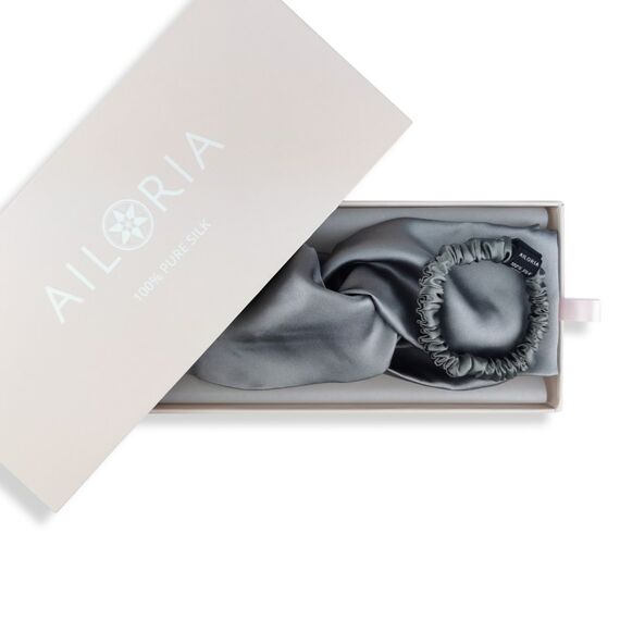 Ailoria SOYEUX & DOUX Set Headband und Scrunchie S aus Seide, Farbe: Grau, 3 image