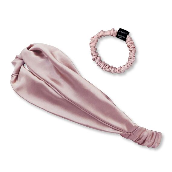 Ailoria SOYEUX & DOUX Set Headband und Scrunchie S aus Seide, Farbe: Pink