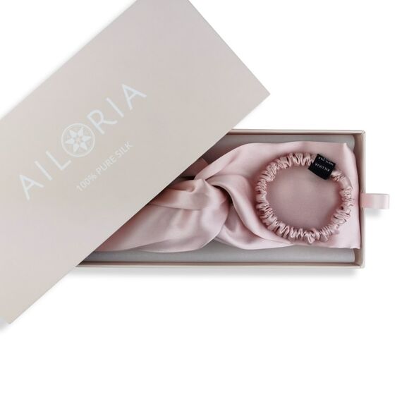 Ailoria SOYEUX & DOUX Set Headband und Scrunchie S aus Seide, Farbe: Pink, 3 image