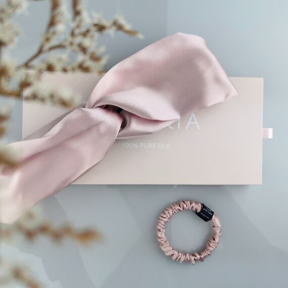 Ailoria SOYEUX & DOUX Set Headband und Scrunchie S aus Seide, Farbe: Pink, 4 image