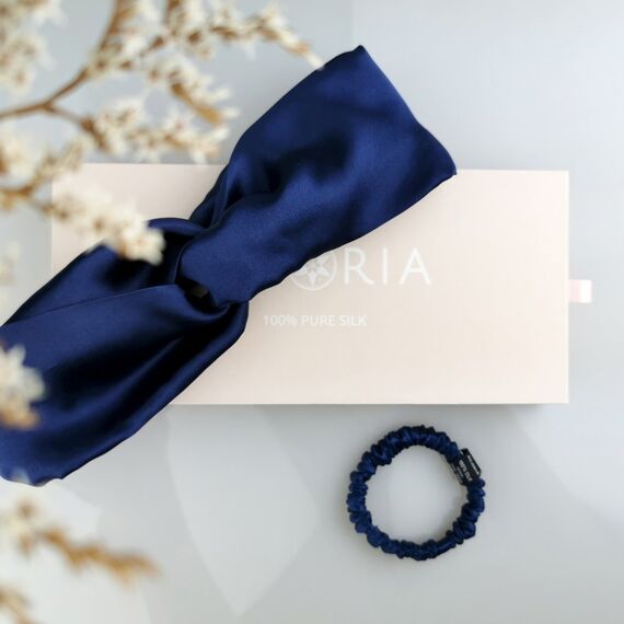 Ailoria SOYEUX & DOUX Set Headband und Scrunchie S aus Seide, Farbe: Blau, 4 image