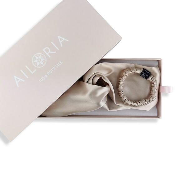Ailoria SOYEUX & DOUX Set Headband und Scrunchie S aus Seide, Farbe: Beige, 3 image