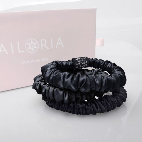 Ailoria DOUX Set 3 Scrunchies S aus Seide, Farbe: Schwarz, 3 image