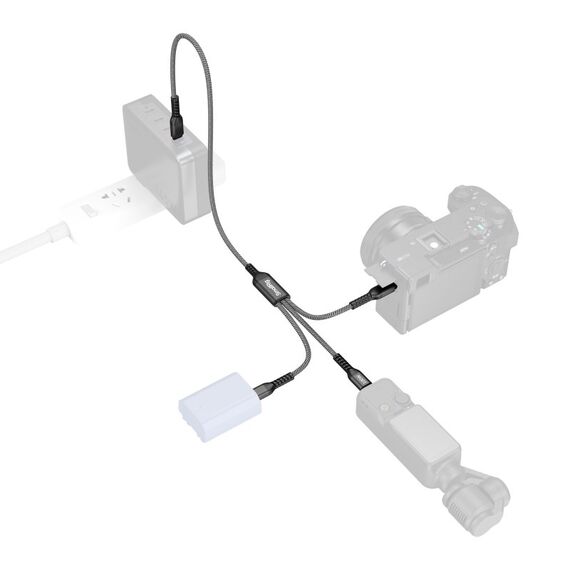 SmallRig 5079 USB Kabel USB 2.0 0,35 m USB C 3 x USB C 100 W Schwarz, Grau, 4 image