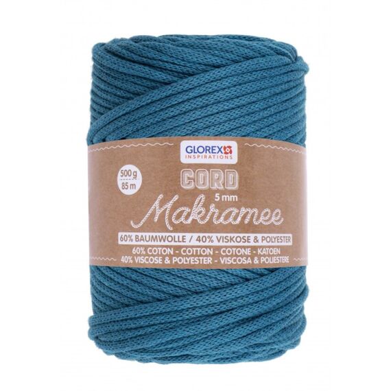 GLOREX Makramee Cord 5mm 500g, gewebt türkis, 2 image