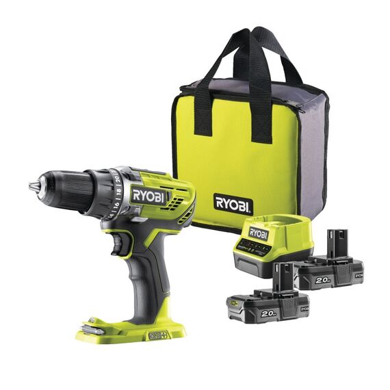 Ryobi Akku-Bohrschrauber R18DD3-220S 18 V, 50 Nm, inkl. 2x 2.0 Ah Akku