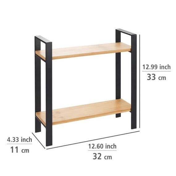 WENKO Lou Eckregal Freistehend Bambus, Metall Schwarz, Holz, 4 image