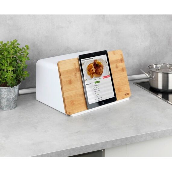 WENKO Kubo Brotkasten Rechteckig Weiß, Holz Bambus, Kunststoff, Farbe: Weiß, Holz, 6 image